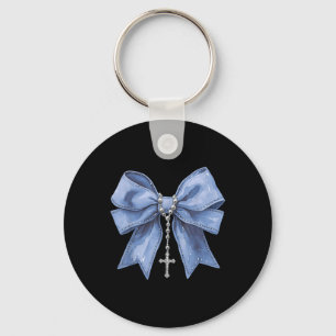 Coquette Bow Necklace Jesus Cross Christian Religi Key Ring