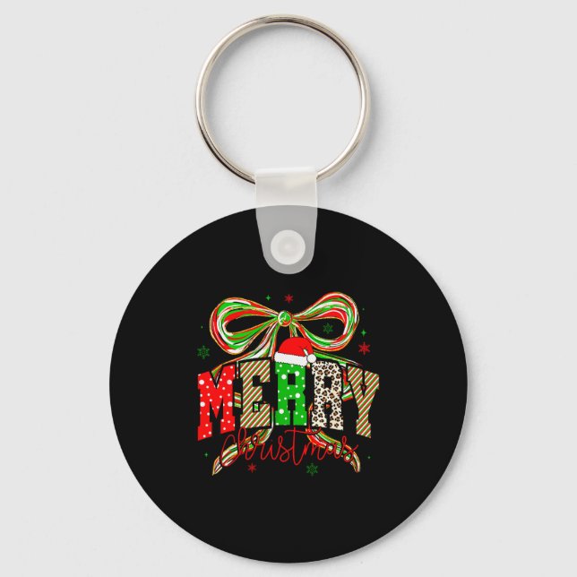 Coquette Bow Nk Christmas Tree Merry Xmas Girl Wom Key Ring (Front)