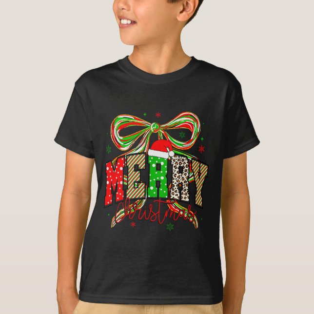 Coquette Bow Nk Christmas Tree Merry Xmas Girl Wom T-Shirt (Front)