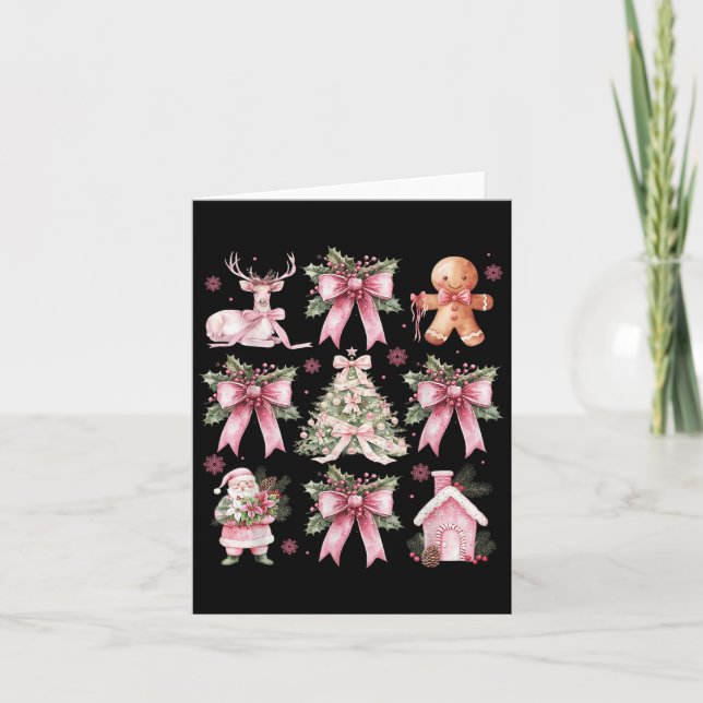 Coquette Bow Nk Christmas Tree Santa Gingerbread X Card (Front)