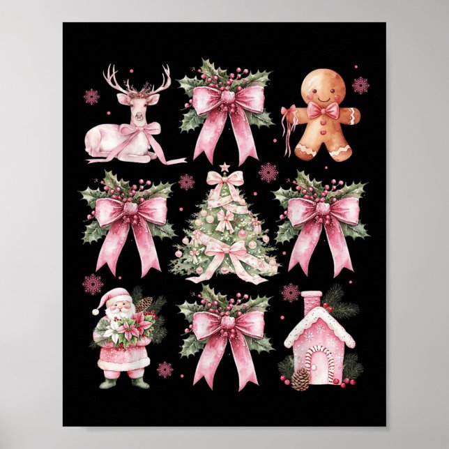 Coquette Bow Nk Christmas Tree Santa Gingerbread X Poster (Front)