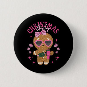 Coquette Bow Nk Gingerbread Christmas Girly Xmas H 6 Cm Round Badge
