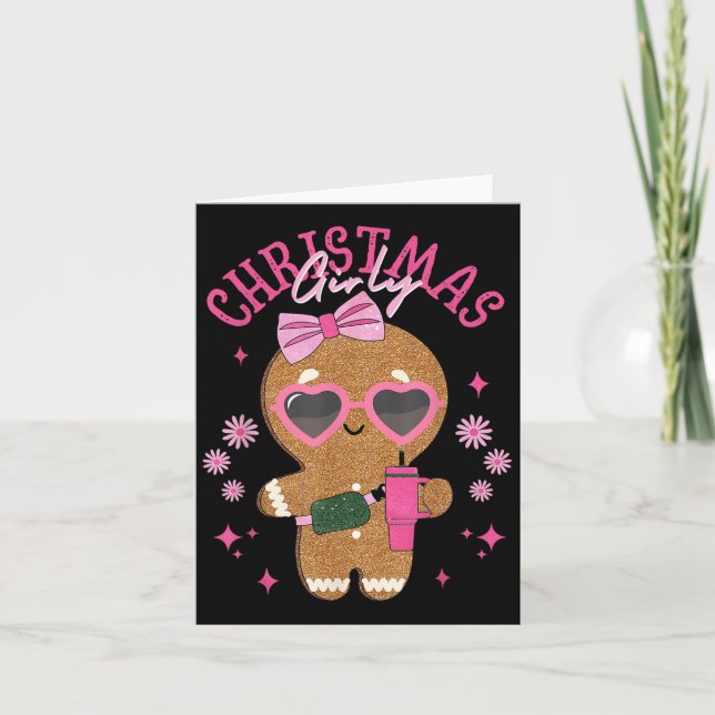 Coquette Bow Nk Gingerbread Christmas Girly Xmas H Card (Front)