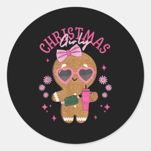 Coquette Bow Nk Gingerbread Christmas Girly Xmas H Classic Round Sticker