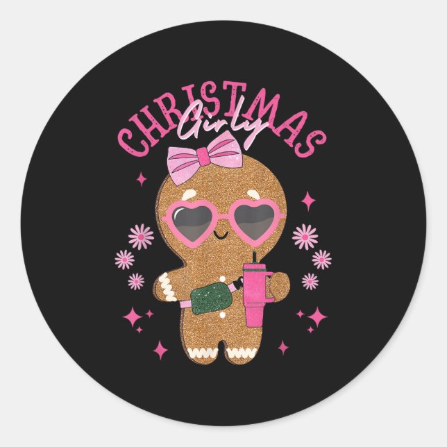 Coquette Bow Nk Gingerbread Christmas Girly Xmas H Classic Round Sticker (Front)
