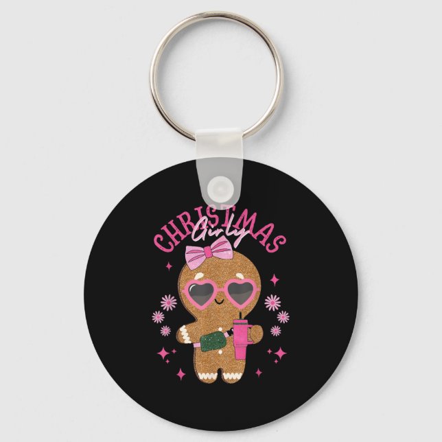 Coquette Bow Nk Gingerbread Christmas Girly Xmas H Key Ring (Front)
