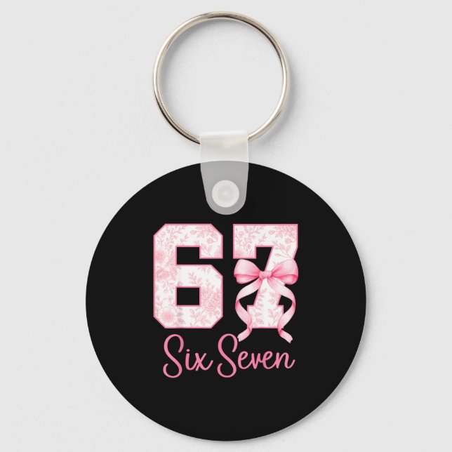 Coquette Bow Number 67 Funny Meme Nk Floral Women  Key Ring (Front)