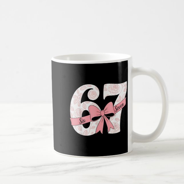 Coquette Bow Number 67 Meme Nk Floral  Coffee Mug (Right)