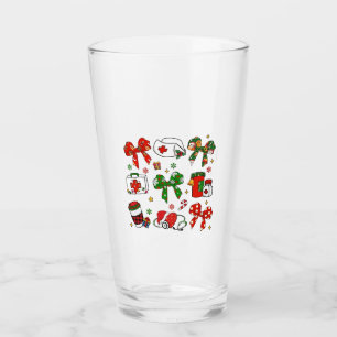Coquette Bow Nurse Christmas Nursing Merry Xmas Glass