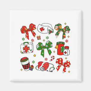 Coquette Bow Nurse Christmas Nursing Merry Xmas Magnet
