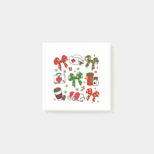 Coquette Bow Nurse Christmas Nursing Merry Xmas Post-it Notes