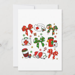 Coquette Bow Nurse Christmas Nursing Merry Xmas Thank You Card