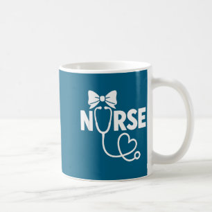 Coquette Bow Nurse Stethoscope Heart Design Coffee Mug