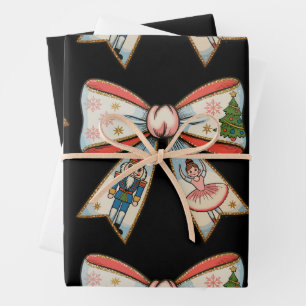 Coquette Bow Nutcracker Christmas Family Holiday Wrapping Paper Sheet