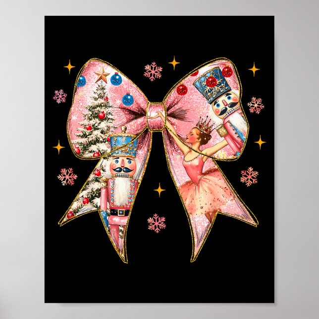 Coquette Bow Nutcracker Christmas Xmas Family Paja Poster (Front)