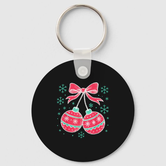 Coquette Bow Nuts Ornament Christmas Xmas Family H Key Ring (Front)