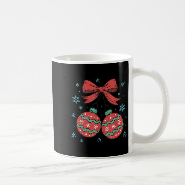 Coquette Bow Ornament Cherries Christmas Holiday G Coffee Mug (Right)