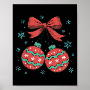 Coquette Bow Ornament Cherries Christmas Holiday G Poster