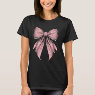 Coquette Bow Pastel Pink Cowboy Hat Boots Pattern  T-Shirt