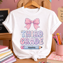 Coquette Bow Pastel Third Grade Girl Custom