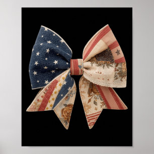 Coquette Bow Patchwork Americana Flag Folk Art Fun Poster
