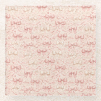 Coquette Bow Pattern Glass Coaster