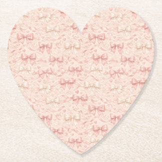 Coquette Bow Pattern Paper Coaster