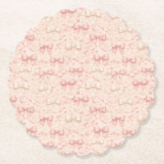 Coquette Bow Pattern Paper Coaster