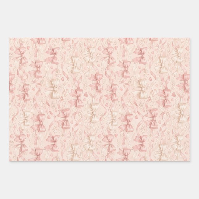 Coquette Bow Pattern Wrapping Paper Sheet (Front)