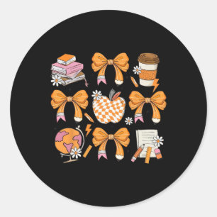 Coquette Bow Pencil Autumn Fall Teacher Back To Sc Classic Round Sticker