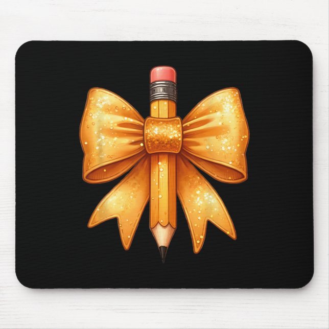 Coquette Bow Pencil Back To School First Day Teach Mouse Mat (Front)
