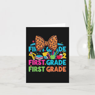 Coquette Bow Pencil Design First Grade For Girls A Card