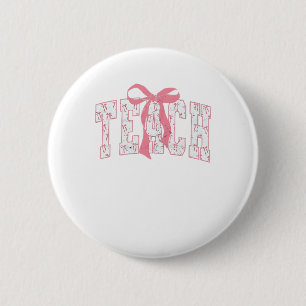 Coquette Bow Pencil Design Teacher Educators 6 Cm Round Badge