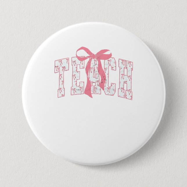 Coquette Bow Pencil Design Teacher Educators   7.5 Cm Round Badge (Front)