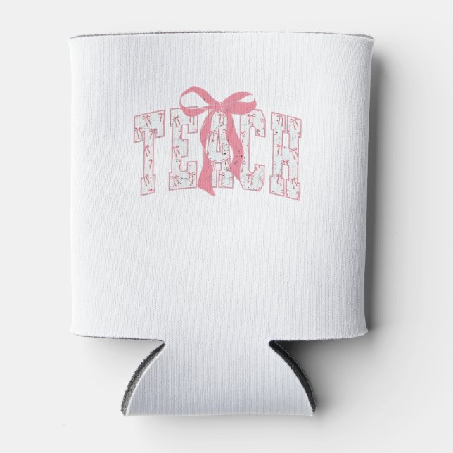 Coquette Bow Pencil Design Teacher Educators   Can Cooler (Front)