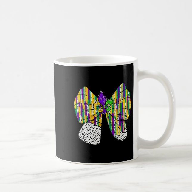 Coquette Bow Pencil Mardi Gras Fleur-de-lis Teache Coffee Mug (Right)