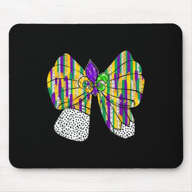 Coquette Bow Pencil Mardi Gras Fleur-de-lis Teache Mouse Mat (Front)