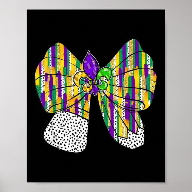 Coquette Bow Pencil Mardi Gras Fleur-de-lis Teache Poster (Front)
