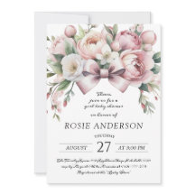 Coquette Bow & Peony Watercolor Baby Shower