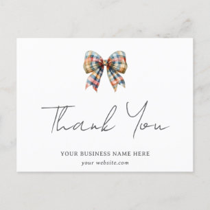 Coquette Bow Personalised Business Thank You Postcard
