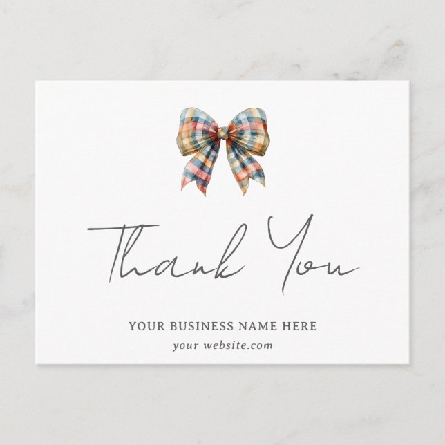 Coquette Bow Personalised Business Thank You Postcard (Front)