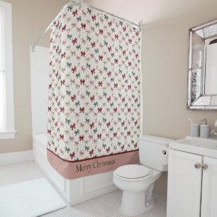 Coquette Bow Personalised Christmas Holiday Shower Curtain