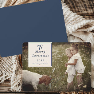 Coquette Bow Personalised Family Photo Christmas Holiday Card