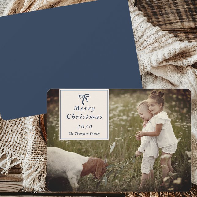 Coquette Bow Personalised Family Photo Christmas Holiday Card (Creator Uploaded)
