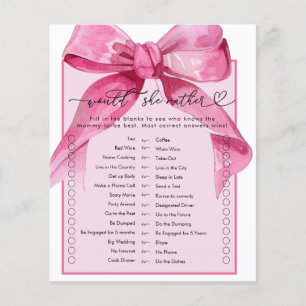 Coquette Bow   Pink Baby Girl Shower Game