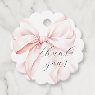 Coquette Bow Pink Baby Shower Favour Tags