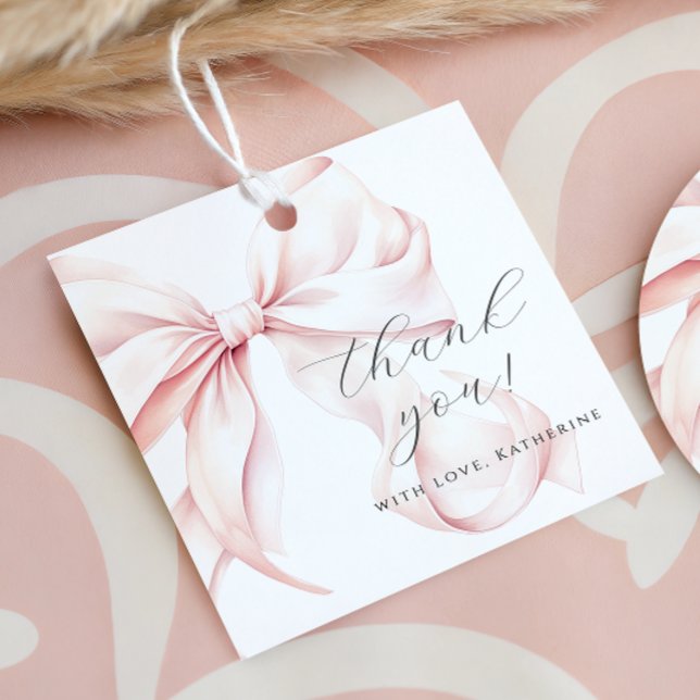 Coquette Bow Pink Baby Shower Favour Tags (Creator Uploaded)