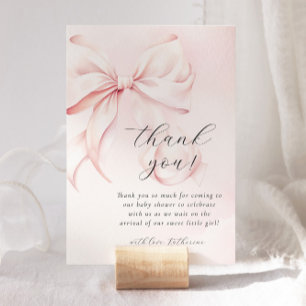 Coquette Bow Pink Baby Shower Thank You Card