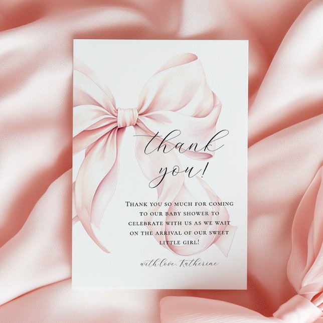 Coquette Bow Pink Baby Shower Thank You Card (Creator Uploaded)
