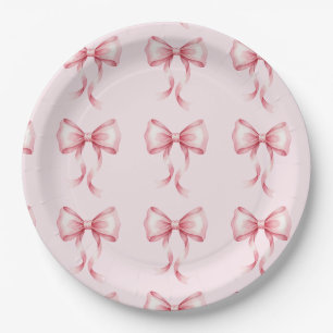 Coquette Bow Pink Birthday Party  Paper Plate